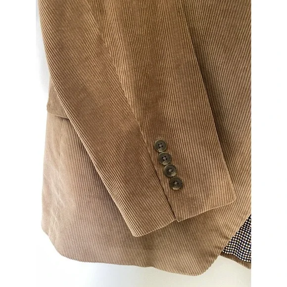 Mens Saddlebred 44S Brown Corduroy Blazer Sport Coat Cotton 2 Button Preppy - Picture 10 of 14